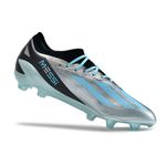 Chuteira Campo Adidas Messi (FG) - Prata/Azul com Cadarço