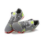 Chuteira Futsal Nike React Gato IC Elite - Cinza/Verde e Vermelho.