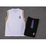 Conjunto Treino Real Madrid 23/24 Regata + Short - Branco/Preto