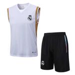 Conjunto Treino Real Madrid 23/24 Regata + Short - Branco/Preto