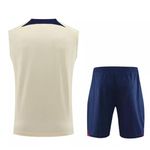 Conjunto De Treino PSG 23/24 Regata + Short - Masculino bege/azul