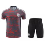 Conjunto De Treino Camisa + Short Bayern de Munchen 23/24 - Masculino Cinza com detalhes vermelho
