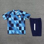 Conjunto De Treino Camisa + Short Manchester City 23/24 - Masculino Azul (quadriculada)