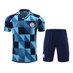 Conjunto De Treino Camisa + Short Manchester City 23/24 - Masculino Azul (quadriculada)