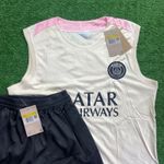 Conjunto Treino Regata + Short PSG 24/25 - Bege/Rosa claro