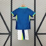 Conjunto Infantil Away I Brasil 24/25 Azul/Branco