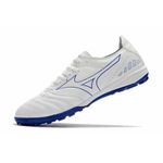 Chuteira Society Mizuno Morelia Neo (TF) - Branco e Azul