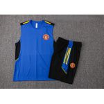Conjunto Treino Manchester United Regata E Short 2021 / 2022 Azul/Preto (Símbolos Silkados)