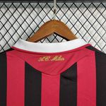 Retrô AC Milan 09-10 Home - Vermelho/Preto Gola branca Torcedor Masculina