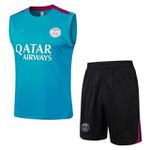 Conjunto Treino Regata + Short PSG 2024/25 - Azul (detalhes vinho)