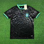 Camisa De Treino Brasil Preta Leopardo - Torcedor Masculina (ESTRELAS VERDE)