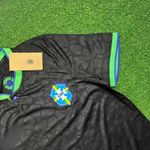 Camisa De Treino Brasil Preta Leopardo - Torcedor Masculina (ESTRELAS EM PRETO)