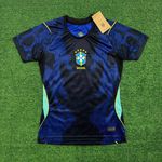 (FORMA JUSTA) Camisa Seleção Brasil Away II Copa do Mundo 2026 - Azul e Preto - Torcedor Feminina