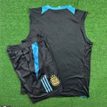 Conjunto Treino Argentina Regata + Short 2024/25 - Preto / Detalhe Azul