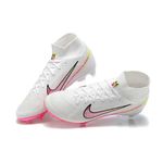 Chuteira Campo/Trava Nike Zoom Mercurial Vapor 15 Elite (FG) Cano Alto - Branca/Rosa