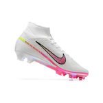 Chuteira Campo/Trava Nike Zoom Mercurial Vapor 15 Elite (FG) Cano Alto - Branca/Rosa