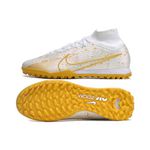 Chuteira Society Nike Air Zoom Mercurial 9 Elite (TF) - Branca/Dourado