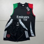 Conjunto Treino Adulto Regata e Short Arsenal FC Treino 24/25 Preto/Vermelho/Verde