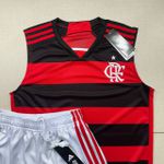 Conjunto Treino Adulto Regata e Short Flamengo Home 24/25 Preto/Vermelho