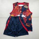 Conjunto Treino Adulto Regata e Short RB Leipzig AZUL/VERMELHO 24/25