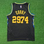 Camisa Golden State Warriors City Edition 21/22 - Preta - CURRY 2974 - Jogador #Silk