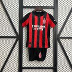 Conjunto Infantil AC Milan Home I 25/26 - Vermelho/Preto