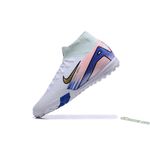 Chuteira Society Nike Air Zoom Mercurial Superfly 10 Elite (TF) – Branco/Dourado/Azul/Rosa - Botinha