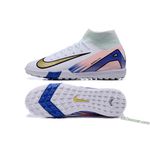 Chuteira Society Nike Air Zoom Mercurial Superfly 10 Elite (TF) – Branco/Dourado/Azul/Rosa - Botinha