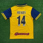 Camisa Retrô Arsenal Away II 96/97 - Henry #14 - Amarela/Azul - Torcedor Masculina
