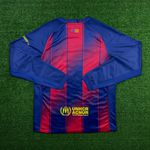 Camisa Barcelona Home I 25/26 - Azul e Grená - Torcedor Masculina Manga Longa