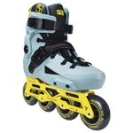 Patins Inline Freestyle Traxart RevoltT Turbo Cinza e Amarelo 80MM ABEC-9 CROMO