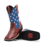 Bota Texana Country Masculina Cano Longo Marrom Americana Bico Quadrado