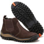 Bota Botina Masculina 100% Couro Nobuck Marrom