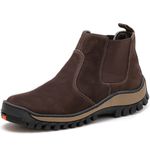 Bota Botina Masculina 100% Couro Nobuck Marrom