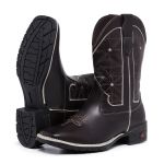 Bota Texana Country Masculina Cano Longo Marrom