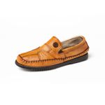 Sapatilha Mocassim Masculino 100% Couro Bovino Marrom Amarelada