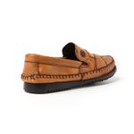 Sapatilha Mocassim Masculino 100% Couro Bovino Marrom Amarelada