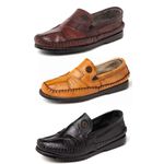 Sapatilha Masculina Mocassim Couro Bovino Kit 3 Pares