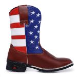 Bota Texana Country Masculina Cano Longo Marrom Americana Bico Quadrado