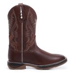 Bota Texana Country Cano Alto Couro Legítimo Premium Bico Quadrado Way