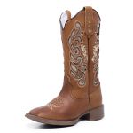 Bota Texana Country Cano Alto Couro Legítimo Premium Bico Quadrado Beauty