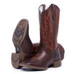 Bota Texana Country Cano Alto Couro Legítimo Premium Higher