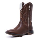 Bota Texana Country Cano Alto Couro Legítimo Premium Bico Quadrado Way