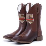 Bota Texana Country Cano Alto Couro Legítimo Premium Bico Quadrado American