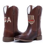 Bota Texana Country Cano Alto Couro Legítimo Premium Bico Quadrado American