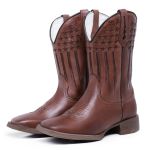 Bota Texana Country Cano Alto Couro Legítimo Premium Bico Quadrado Constelation