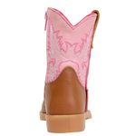 BOTA BABY TEXANA DE COURO BORDADA ROSA BEBE 