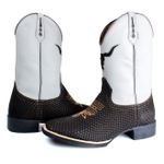 BOTA TEXANA COUNTRY MASCULINA BORDADA BOI REPLICA SNIKER BRANCA FB21B