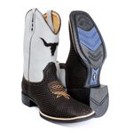 BOTA TEXANA COUNTRY MASCULINA BORDADA BOI REPLICA SNIKER BRANCA FB21B