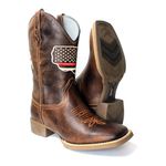 BOTA TEXANA MASCULINA BANDEIRA CANO MEDIO SOLA CAFE FB108